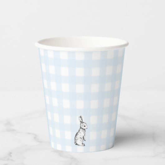 Blue Gingham Bunny Rabbit Paper Cup Pappbecher (Vorderseite)
