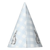 Blue Gingham Bunny Rabbit Partyhütchen (Rückseite)
