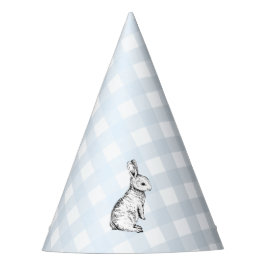 Blue Gingham Bunny Rabbit Partyhütchen