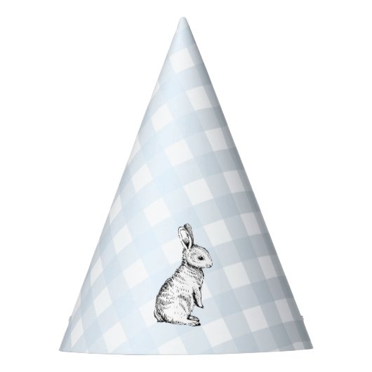 Blue Gingham Bunny Rabbit Partyhütchen (Vorderseite)