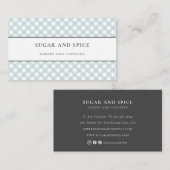 Blue Gingham Business Card Visitenkarte (Vorne/Hinten)