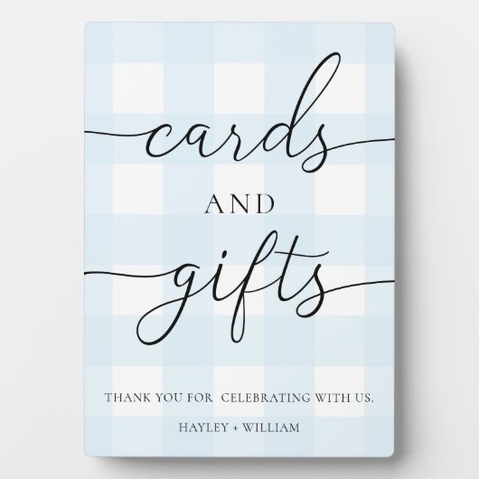 Blue Gingham Cards und Geschenke Fotoplatte (Vorderseite)