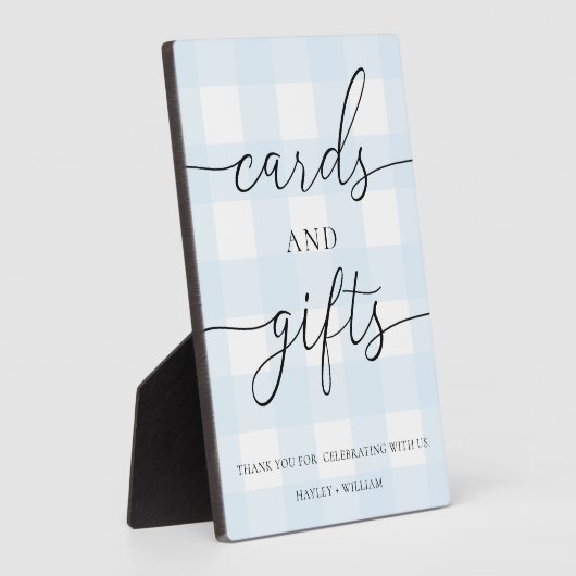 Blue Gingham Cards und Geschenke Fotoplatte (Seite)