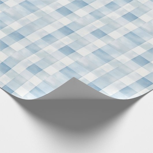 Blue Gingham Check for Baby Boy Nursery,Soft Plaid Geschenkpapier (Ecke)