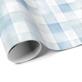 Blue Gingham Check for Baby Boy Nursery,Soft Plaid Geschenkpapier