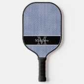 Blue Gingham Checkered Initial Monogram Pickleball Schläger (Vorderseite)