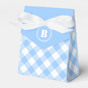 Blue Gingham Checkered Pattern Gevor Box Geschenkschachtel