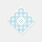 Blue Gingham Checkered Patternpapier Napkin Serviette (Ecke)