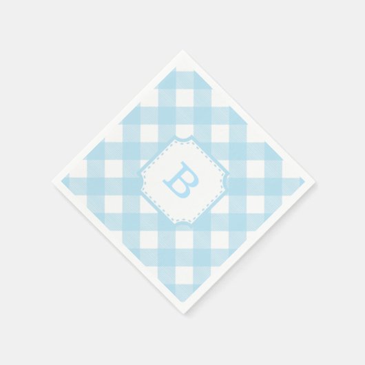 Blue Gingham Checkered Patternpapier Napkin Serviette (Ecke)