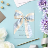Blue Gingham Checks Bow Cute Baby Shower Acryleinladungen (In Situ (Hochzeit))