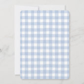 Blue Gingham Checks Bow Cute Baby Shower Einladung (Rückseite)