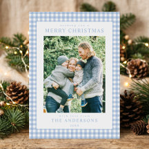Blue Gingham Christmas Foto