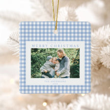 Blue Gingham Christmas Foto