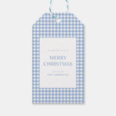 Blue Gingham Christmas Geschenkanhänger (Vorderseite)