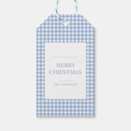 Blue Gingham Christmas Geschenkanhänger