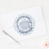Blue Gingham Clean Linen Handmade Candle Label Runder Aufkleber (Umschlag)