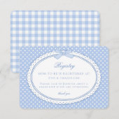 Blue Gingham Coquette Bow Baby Registry Begleitkarte (Vorne/Hinten)
