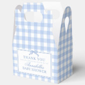 Blue Gingham Coquette Bow Baby Shower Gable Favor Geschenkschachtel (Offen)