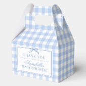 Blue Gingham Coquette Bow Baby Shower Gable Favor Geschenkschachtel (Rückseite)