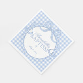 Blue Gingham Coquette Bow Baptism Table Decor Serviette (Ecke)