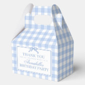 Blue Gingham Coquette Bow Birthday Gable Favor Geschenkschachtel (Rückseite)