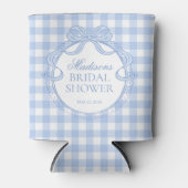 Blue Gingham Coquette Bow Bridal Shower Favor Dosenkühler (Vorderseite)