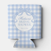 Blue Gingham Coquette Bow Bridal Shower Favor Dosenkühler (Rückseite)