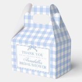 Blue Gingham Coquette Bow Bridal Shower Favor Geschenkschachtel (Rückseite)