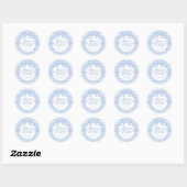 Blue Gingham Coquette Bow Bridal Shower Seal Runder Aufkleber (Blatt)