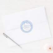 Blue Gingham Coquette Bow Bridal Shower Seal Runder Aufkleber (Umschlag)