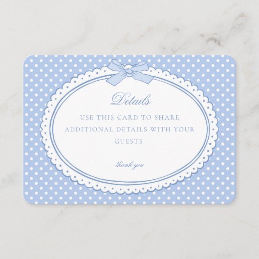 Blue Gingham Coquette Bow Details Card Begleitkarte (Vorderseite)