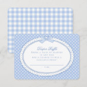 Blue Gingham Coquette  Diaper Raffle Begleitkarte (Vorne/Hinten)