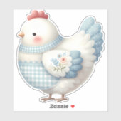 Blue Gingham Cottage Hen Aufkleber (Blatt)