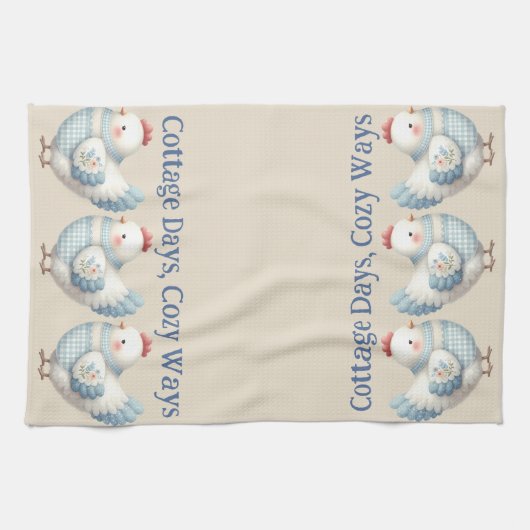 Blue Gingham Cottage Hen  Geschirrtuch (Horizontal)