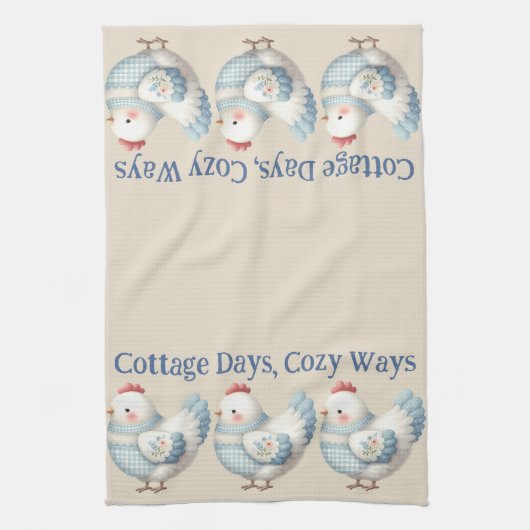 Blue Gingham Cottage Hen  Geschirrtuch (Vertikal)