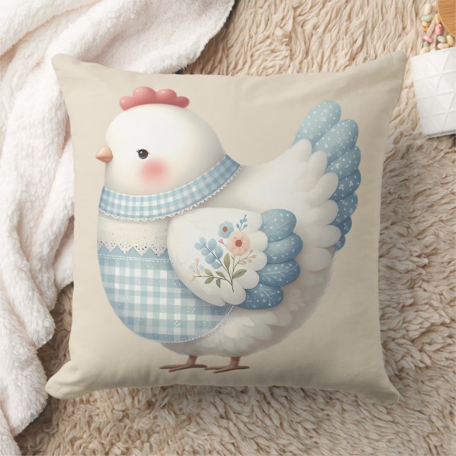 Blue Gingham Cottage Hen Kissen (Decke)