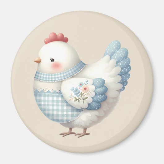 Blue Gingham Cottage Hen Magnet (Vorne)