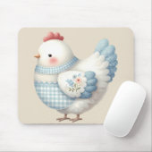 Blue Gingham Cottage Hen Mousepad (Mit Mouse)