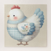 Blue Gingham Cottage Hen Puzzle (Vertikal)