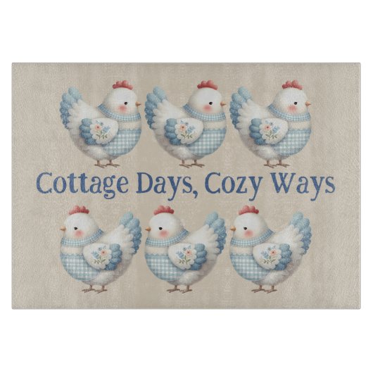 Blue Gingham Cottage Hen  Schneidebrett (Vorderseite)