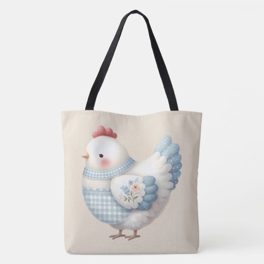 Blue Gingham Cottage Hen Tasche (Rückseite)