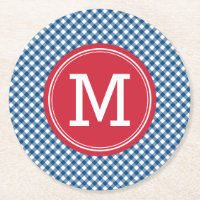 Blue Gingham Country Chic Personalize Monogram