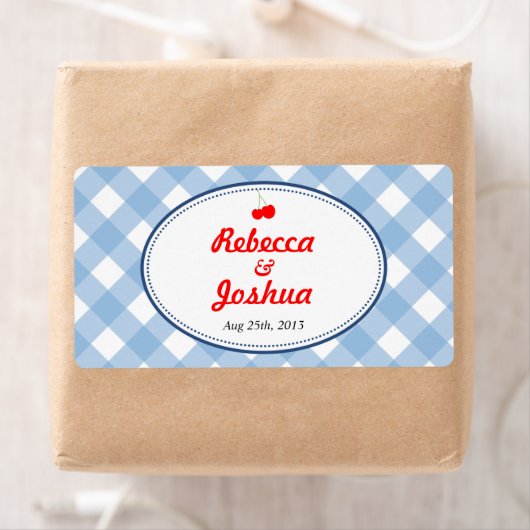 Blue Gingham Country rustikale Gastgeschenk Hochze (Insitu)