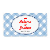 Blue Gingham Country rustikale Gastgeschenk Hochze (Vorne)