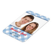 Blue Gingham Country rustikale Hochzeit speichern  Magnet (Linke Seite)