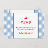 Blue Gingham Country rustikale Hochzeitsreaktion Einladung (Vorne/Hinten)