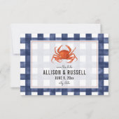 Blue Gingham Crab Rustic Wedding speichern das Dat Save The Date (Vorderseite)