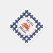 Blue Gingham Crab Wedding Napkins Serviette (Ecke)