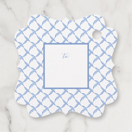Blue Gingham Custom Gift Tag Geschenkanhänger (Rückseite)