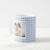 Blue Gingham Custom Photo Kaffeetasse (Vorderseite Links)